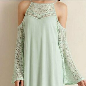 BOHO HALTER NECK MINT DRESS